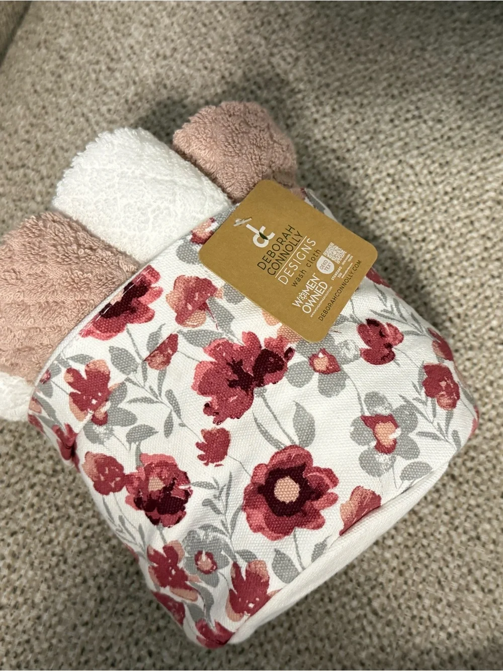 Floral Cotton Bath Towel and Washcloth Set - Deborah Connolly
